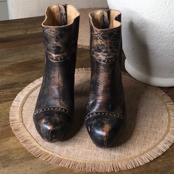 Women’s Bed Stu Distressed Brown Ankle Boots Size 8.5 - Picture 2 of 9